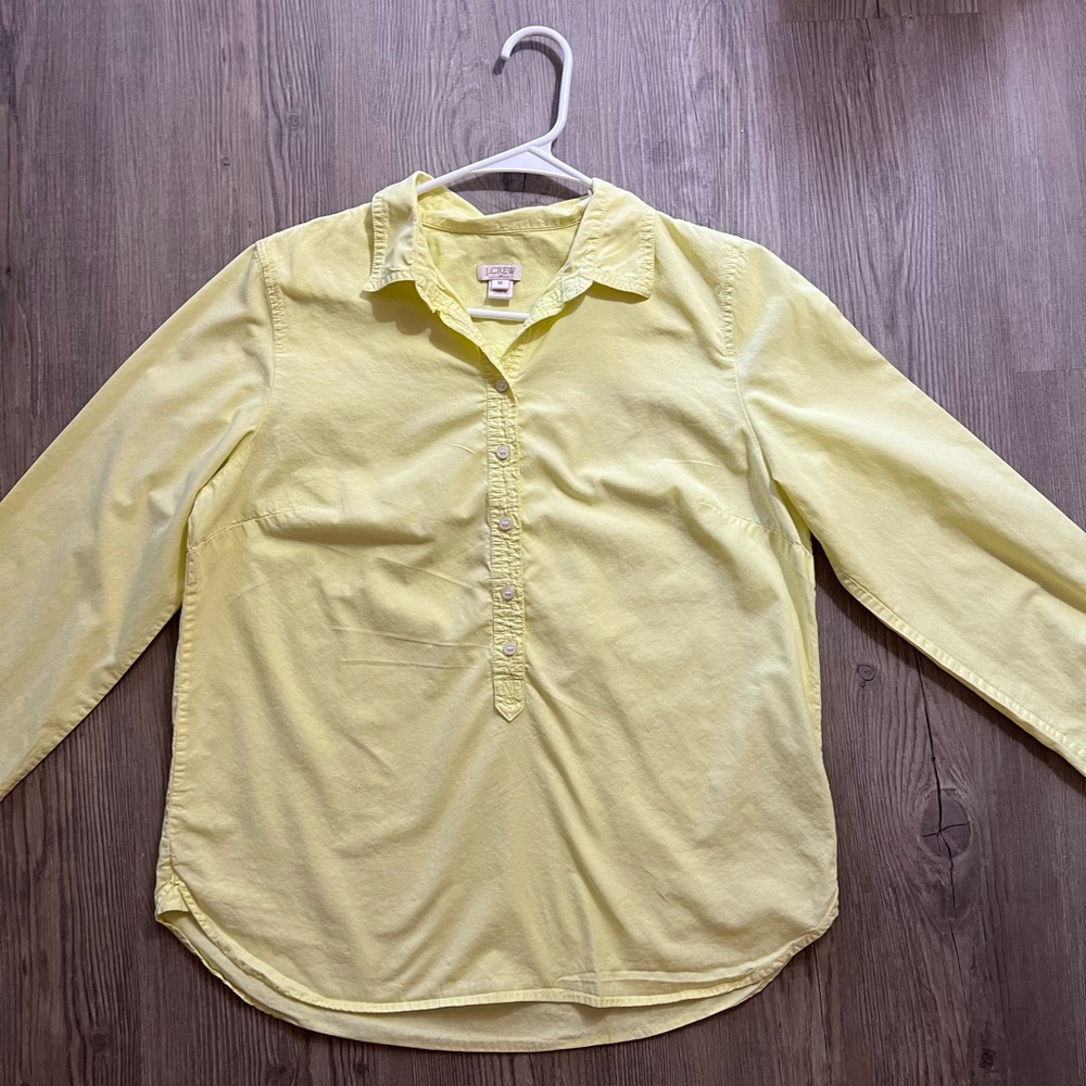 J. Crew Cotton Size M Lemon Yellow Button-Front Tunic